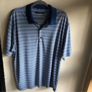 Greg Norman Play Dry Golf Polo Shirt. Blue Stripes. Size XL